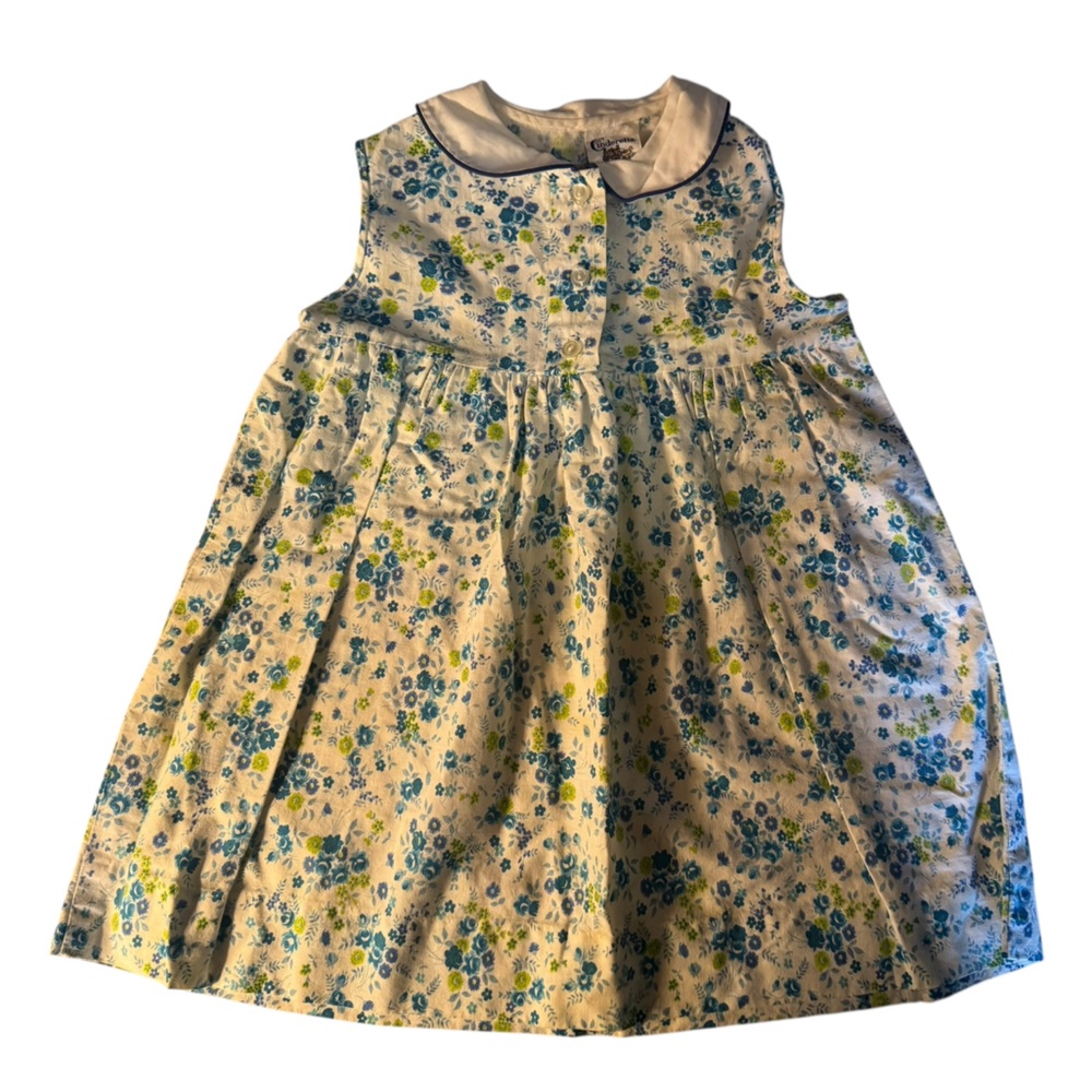 Vintage Cinderella Brand Floral Shift Dress Peter Pan Collar, Size 4 100% Cotton